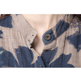 Floral Print Cotton Linen Blouses Casual Long Sleeve Shirt With Pockets - Cantik Menawan