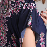 New Fashion Casual Blouse Wanita Loose Chiffon Shirts Retro Floral Printed - Cantik Menawan