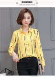 Blouse Wanita Cantik - Striped Print Shirt Chiffon Work Causal Top - Cantik Menawan