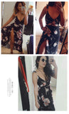 Dress Wanita Cantik - Floral Print Women Backless Split Maxi Dress - Cantik Menawan