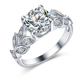 Cincin Kawin/Tunangan Terbaru Perak Crystal Bentuk Daun untuk Lamaran - Cantik Menawan
