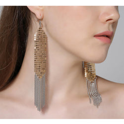 Anting Wanita Cantik Trendy - Sequins Drop Dangle Elegant Fine Chain Tassel Earring - Cantik Menawan