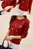 Sweater Wanita Terbaru Embroidery Knitted Tricot Jersey Jumper Pull Femme - Cantik Menawan