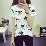 Top Blouse Cantik - Animal Printed T-Shirt O-neck Polka Short Sleeve - Cantik Menawan