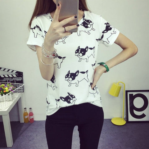 Top Blouse Cantik - Animal Printed T-Shirt O-neck Polka Short Sleeve - Cantik Menawan