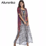 Baju Dress Wanita Model African Ethnic Print Kaftan Maxi Longgar - Cantik Menawan
