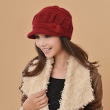 Topi Wanita Cantik & Menawan Knitted Double Layer Ear Protection Casual Wool - Cantik Menawan
