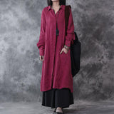 Dress Wanita Panjang Longgar Cotton Linen  Solid Vintage Model Gaun Pesta dan Kasual - Cantik Menawan