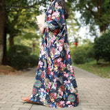 Dress Panjang Wanita Model Longgar Maxi  Vintage Floral Print - Cantik Menawan