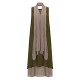 Dress Wanita Boho - Patchwork Vintage Casual Loose Long Maxi Sleeveless Dress - Cantik Menawan