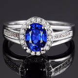 Cincin Silver Luxury Blue Stone Zircon Love - Cantik Menawan