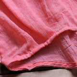 Blouse Wanita Terbaru Lengan Pendek O Neck Short Batwing Loose Cotton Linen - Cantik Menawan