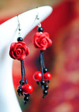 Accessories Cantik - Carved Lacquer Rose Earrings Drop - Cantik Menawan