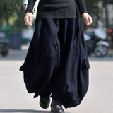Celana Panjang Longgar Cotton Linen Elastic Cross-Pants Elegant Basic Long Plus Size - Cantik Menawan
