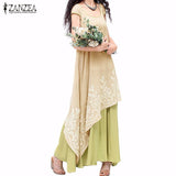 Dress Wanita Terbaru ZANZEA Spring O Neck Long Sleeve Ethnic Retro Embroidery Floral - Cantik Menawan