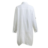 Tunic Wania Shirt Blouse Plus Size 3XL 4XL 5XL Long Top Irregular Hem Button Loose - Cantik Menawan