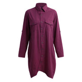 Tunic Wania Shirt Blouse Plus Size 3XL 4XL 5XL Long Top Irregular Hem Button Loose - Cantik Menawan