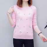Sweater Wanita Terbaru Embroidery Knitted Tricot Jersey Jumper Pull Femme - Cantik Menawan