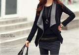 Cardigan Wanita Terbaru Elegant -  Black Zipper Long Sleeve Slim Draped Collar - Cantik Menawan